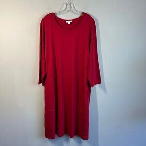 J.Jill Ted Ponte Knit 3/4 Sleeve Plus Size Stretch Dress Size 3X Lagenlook
